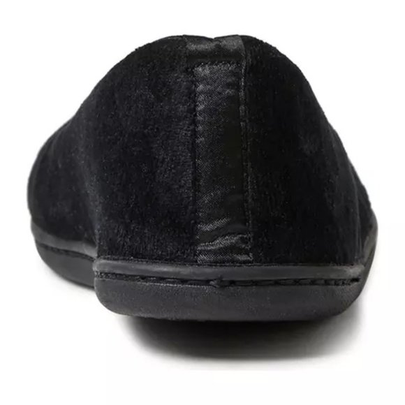 Women's Size 7-8 Black Velour Dearfoams Slippers - Picture 4 of 5